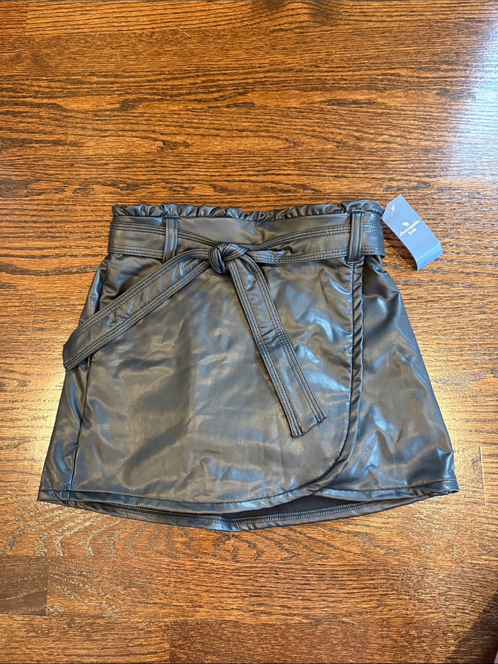 abercrombie kids Black Faux Leather Tie-Waist Skort